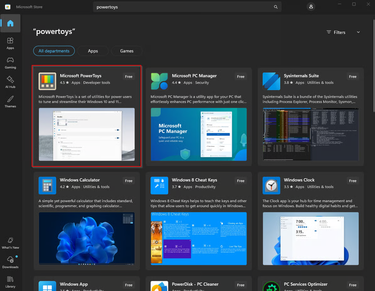 PowerToys in Microsoft Store