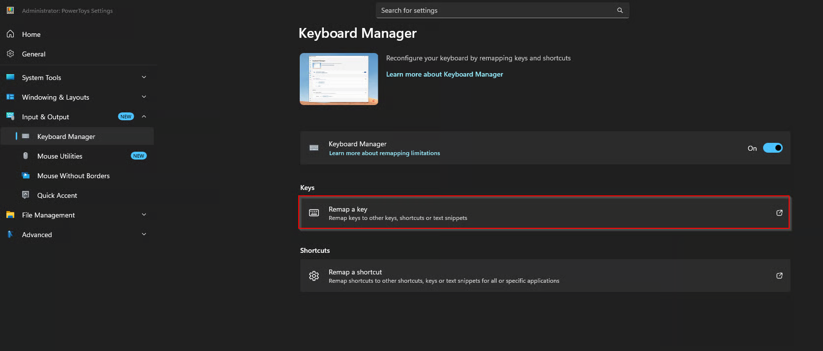 Remap a key option
