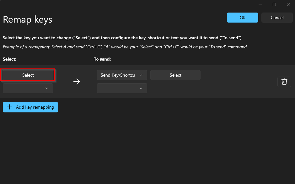 Remap keys β Select your key