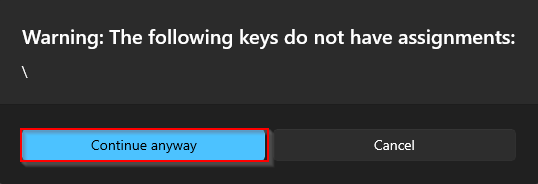 Continue anyway dialog